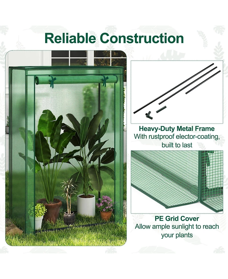 Sugift Portable Mini Greenhouse with Roll-Up Zippered Door