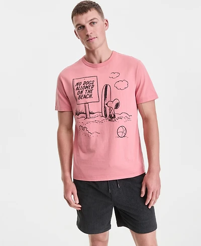 Sun + Stone Men's Cotton Beach Snoopy Graphic T-Shirt, Macy's Exclusive