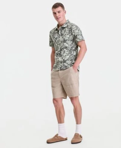 Sun Stone Mens Palm Print Polo Shirt Rustic Khaki Dan Linen Shorts Macys Exclusive