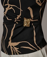 Donna Karan New York Women's Crewneck Asymmetrical Hem Top
