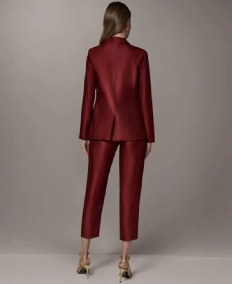 Donna Karan New York Womens One Button Novelty Blazer Mid Rise Straight Leg Pants