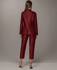 Donna Karan New York Womens One Button Novelty Blazer Mid Rise Straight Leg Pants