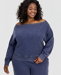 And Now This Trendy Plus French Terry Off-The-Shoulder Sweatshirt