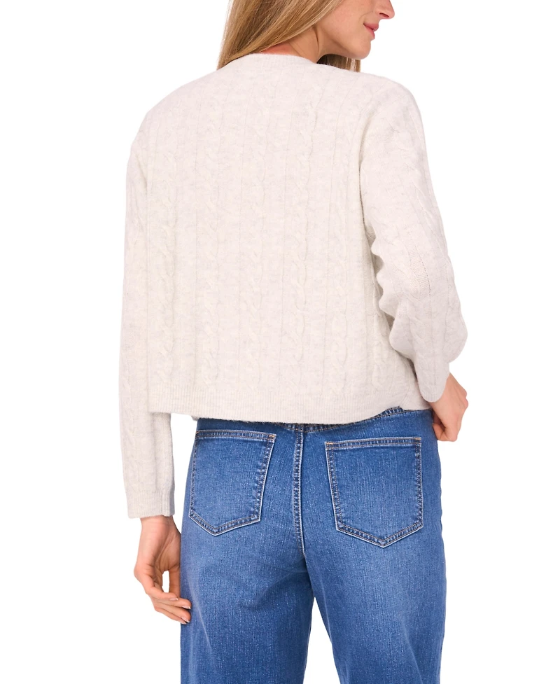 1.state Women's Long Sleeve Crewneck Cardigan Sweater