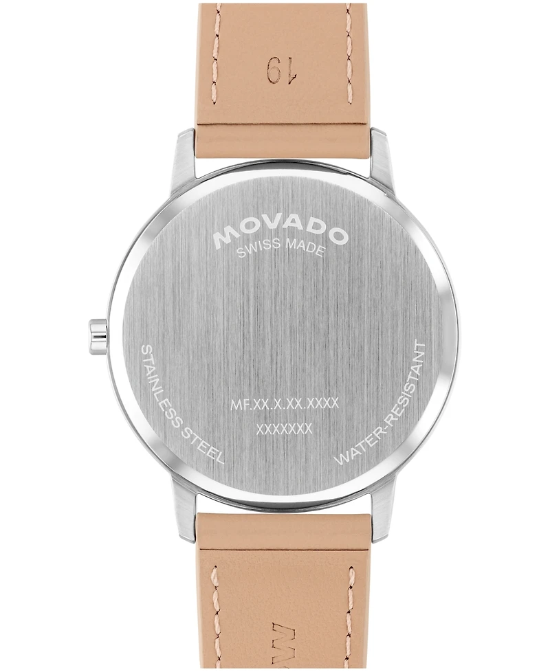 Movado Men's Face Swiss Quartz Nougat Leather Watch 39mm