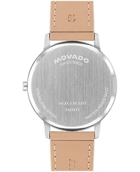 Movado Men's Face Swiss Quartz Nougat Leather Watch 39mm