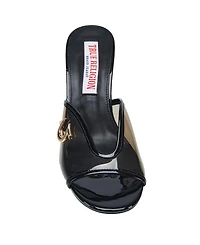 True Religion Womens Pvc Logo Open Toe Heel