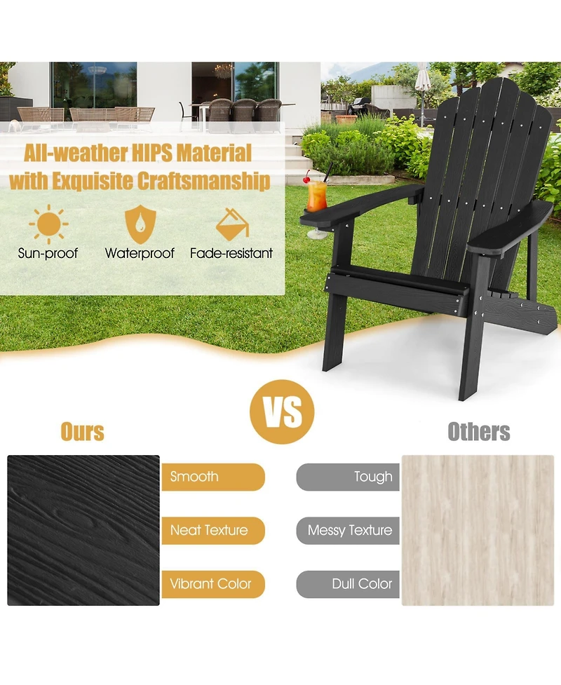 Slickblue Weather Resistant Hips Outdoor Adirondack Chair with Cup Holder