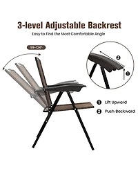 Slickblue 4 Pieces Folding Dining Chairs with Steel Armrests and Sling Back