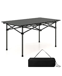 Slickblue Aluminum Camping Table for 4-6 People with Carry Bag-Black