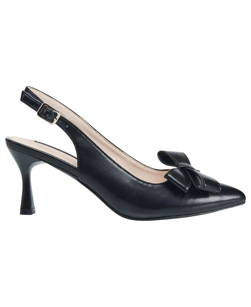 French Connection Womens Brinton Oversized Bow Kitten Heel