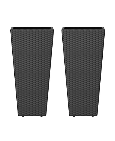 Sugift Set of 2 Tall Flower Pot with Open-ended Base