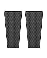 Sugift Set of 2 Tall Flower Pot with Open-ended Base