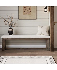 Tribesigns 63" Upholstered Bench, Solid Wood Entryway Shoe Bench with Cushion, Long Modern Farmhouse End of Bed Bench