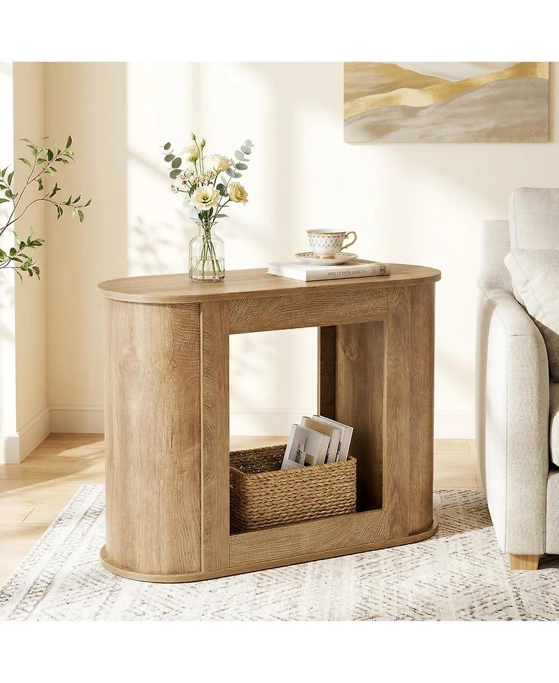 Tribesigns Farmhouse Side Table, 2-Tier Narrow End Table with Storage Shelf for Living Room, Rustic Wooden Bedside Nightstand