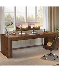 Tribesigns 78.7'' Solid Wood Double Desk, Extra Long Computer Writing Table, Two Person Desk