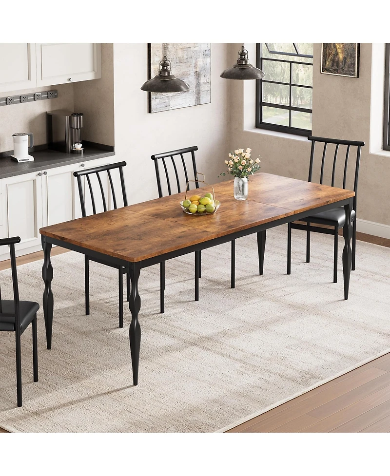 homfan Rectangular Dining Table for 4 to 8 with Curved Metal Legs