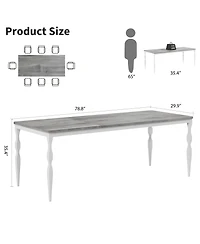 homfan Rectangular Dining Table for 4 to 8 with Curved Metal Legs