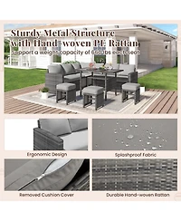 Aecojoy 7 Pieces Outdoor Wicker Rattan Furniture Set
