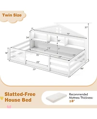 Slickblue Montessori Floor Bed with Storage Shelves and Compartments for Toddler Bedroom