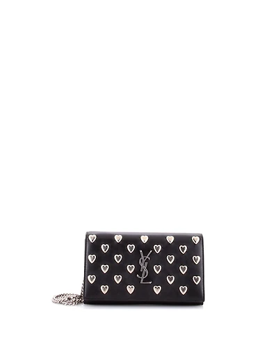 Pre-Owned Saint Laurent Classic Monogram Wallet on Chain Studded Leather