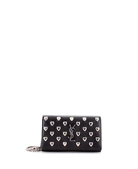 Pre-Owned Saint Laurent Classic Monogram Wallet on Chain Studded Leather