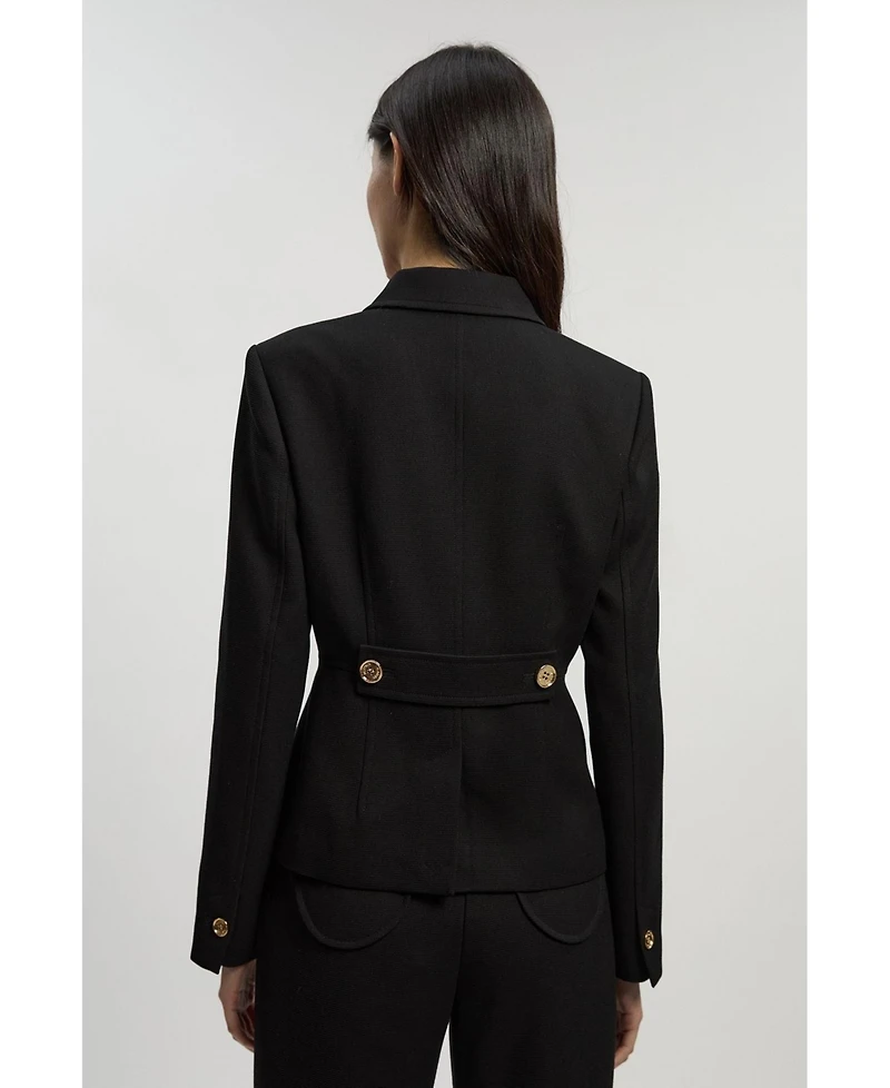 Karen Millen Women's Textured Compact Stretch Tailored Jacket