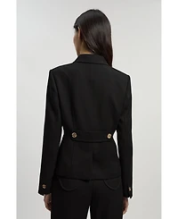 Karen Millen Women's Textured Compact Stretch Tailored Jacket