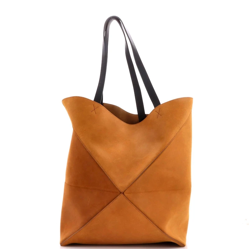 Pre-Owned Loewe Large Puzzle Fold Tote Suede