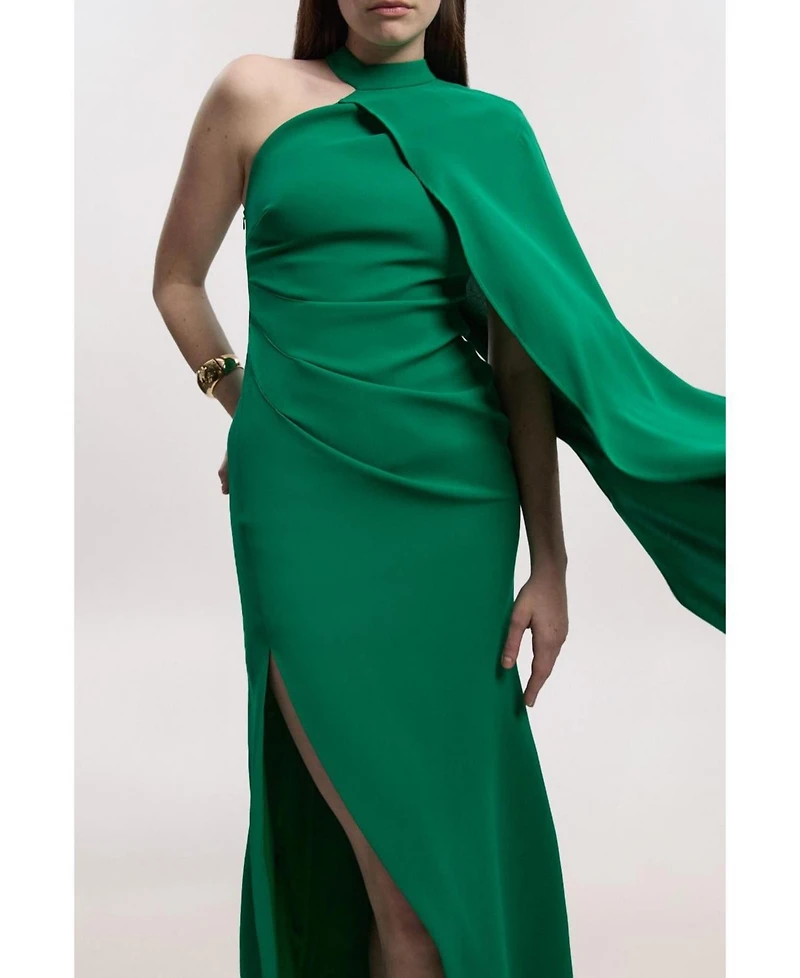 Karen Millen Women's One Shoulder Cape Sleeve Maxi Dress