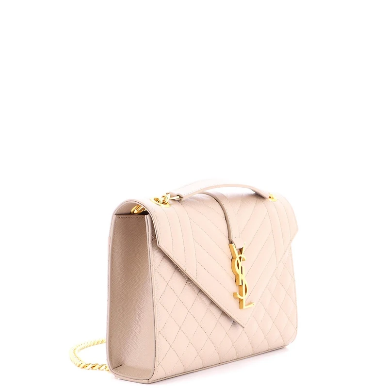 Pre-Owned Saint Laurent Medium Classic Monogram Envelope Satchel Mixed Matelasse Leather