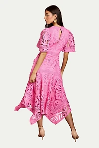 Coast Women's Placement Lace Hanky Hem Dress