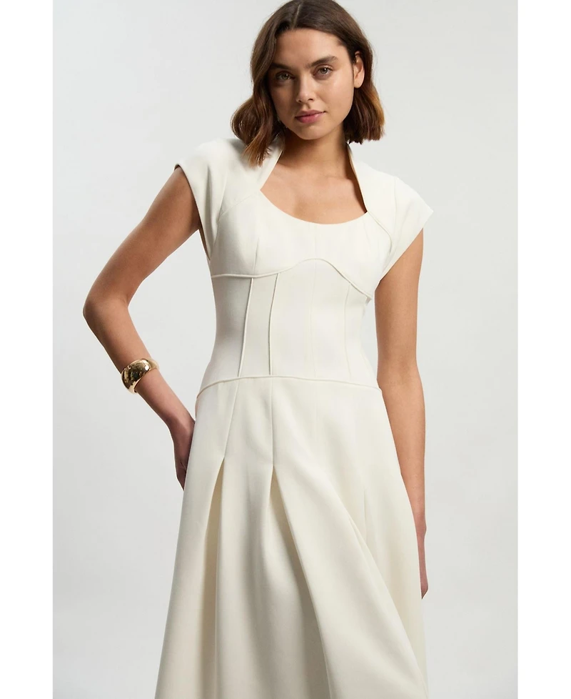 Karen Millen Women's Compact Stretch Dropped Waist Midi Dress