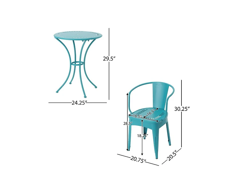 sumyeg 3-Piece Floral Pattern Iron Bistro Set with Stackable Chairs
