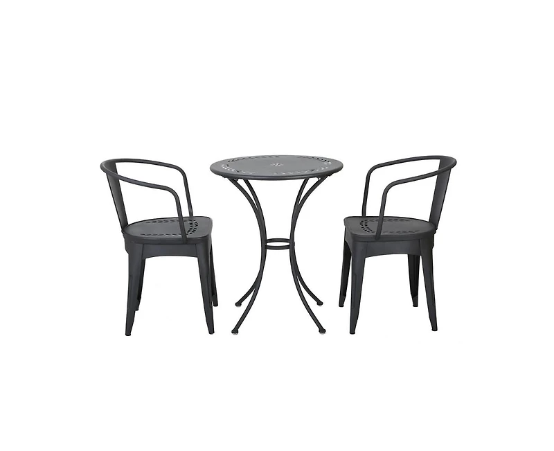 sumyeg 3-Piece Floral Pattern Iron Bistro Set with Stackable Chairs