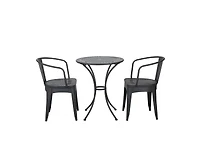 sumyeg 3-Piece Floral Pattern Iron Bistro Set with Stackable Chairs