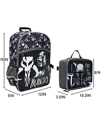 The Mandalorian 5-Piece 16" Backpack And Lunch Set For School and Travel