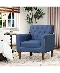 Slickblue Button Tufted Accent Chair with Rivet Trim, Mid Century Modern Living Room