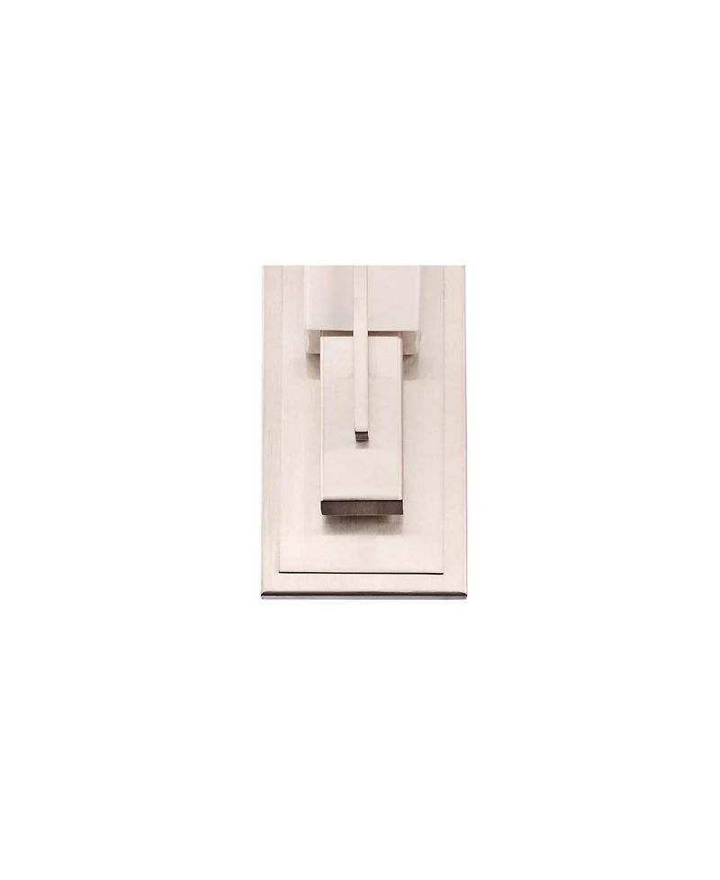 Possini Euro Design Midtown Modern Wall Light Sconces Set of 2 Satin Nickel Hardwire 4 1/2" Fixture White Glass for Bedroom Bathroom Vanity Reading