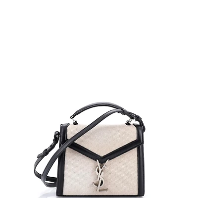 Pre-Owned Saint Laurent Mini Cassandra Top Handle Bag Canvas with Leather