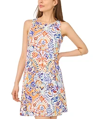 Msk Petite Printed Jersey Round Neck Shift Dress