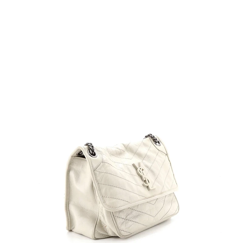 Pre-Owned Saint Laurent Medium Niki Chain Flap Bag Matelasse Chevron Leather