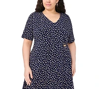 Msk Plus V-Neck Hardware Detail Midi Dress