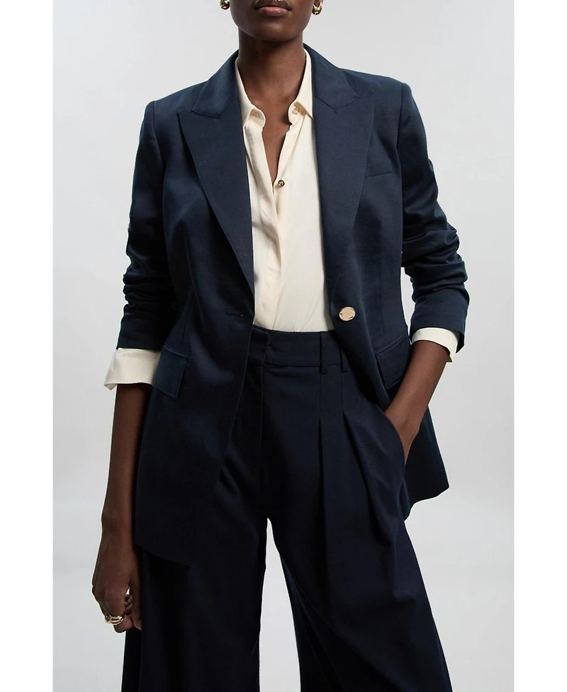 Karen Millen Women's Tailored Linen Single Breasted Blazer