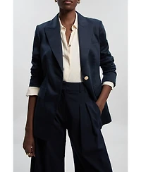 Karen Millen Women's Tailored Linen Single Breasted Blazer