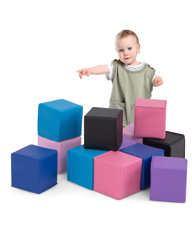 Slickblue Kids Soft Foam Climbing Blocks Set of 12 Pieces for Indoor Play and Learning