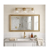 Busdays 3 Light Bathroom Vanity Light Clear Glass Wall Lamp Over Mirror Satin Brass Modern Fixture for Bathroom Bedroom Living Room