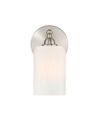 360 Lighting David 9 1/4" High Brtushed Nickel and Fluted Glass Wall Sconce