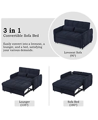 Streamdale Furniture Green Loveseat Sofa Bed with Usb Ports & Pillows