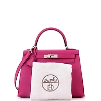 Pre-Owned HERMES Kelly 28 Handbag Pink Epsom with Palladium Hardware